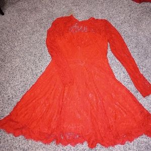 Red lace dress